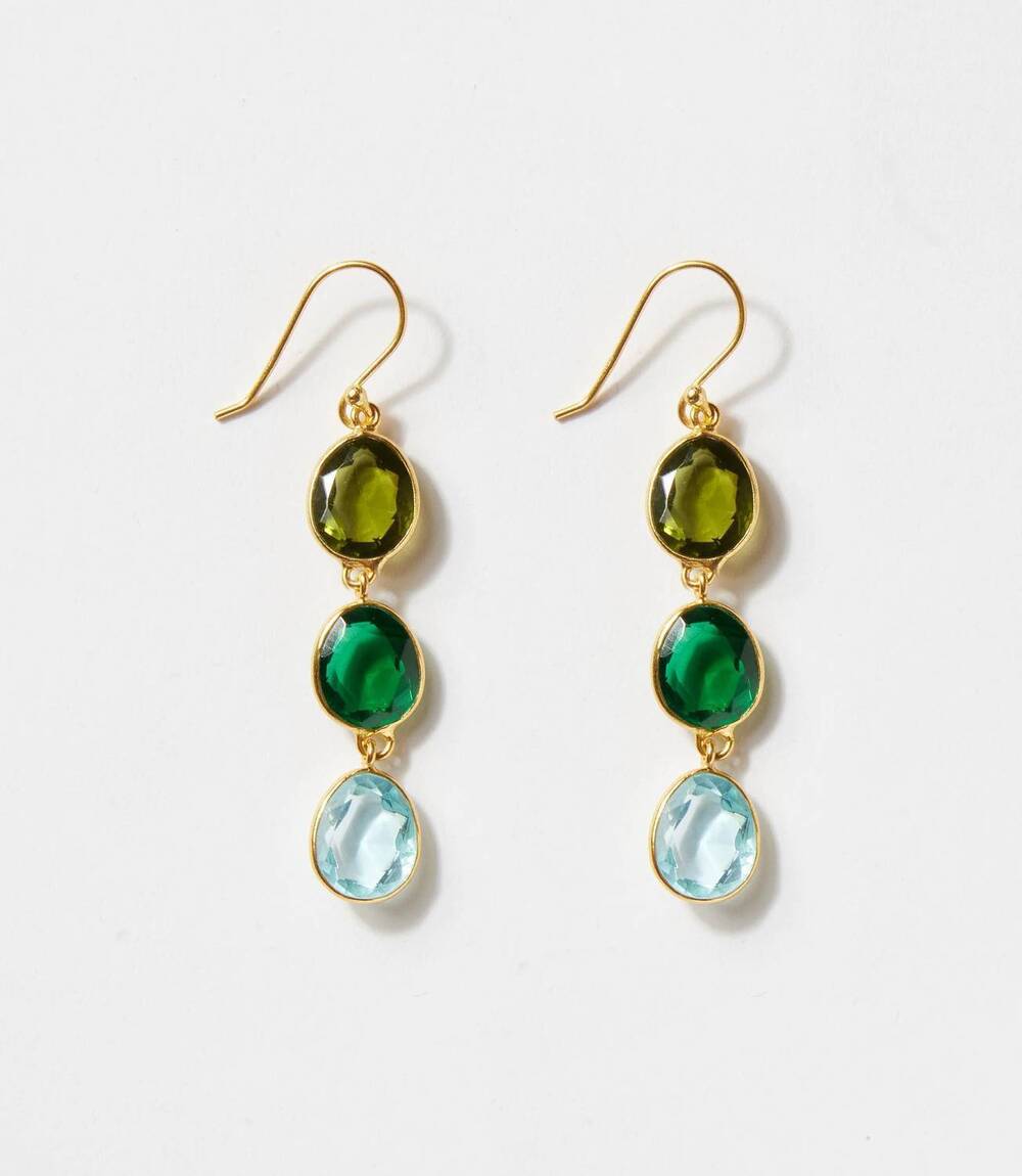 NEW SCHMUCKOO women's triple drop gemstone earrings in multi